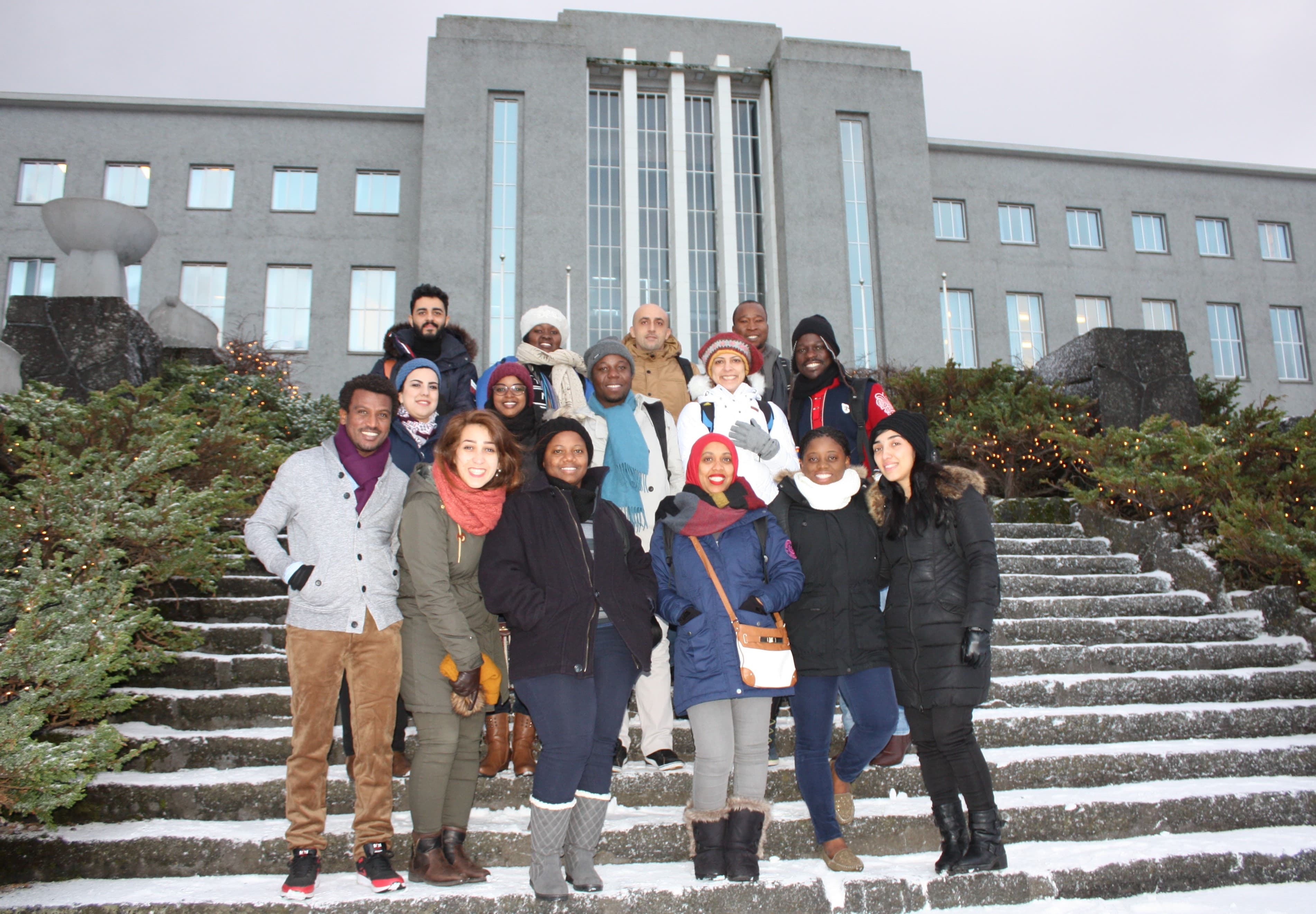 2017 UNU-GEST fellows in front of University of Iceland Main Building.