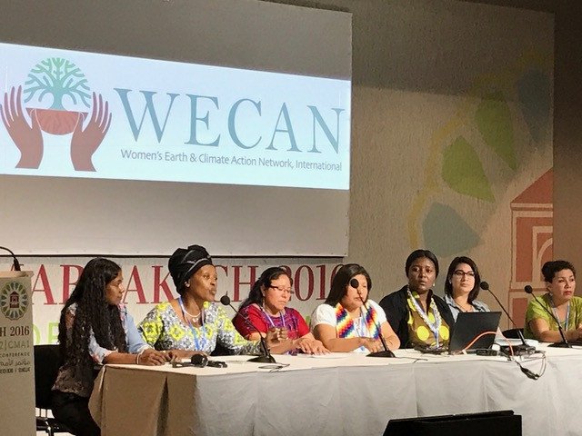 Gender and climate change activists' panel on the Indigenous Women's Day on the second week of the COP22 in Marrakesh, Morocco