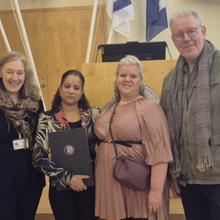 Dr. María Guðjónsdóttir (on the right of Carina), joint supervisor with Sigurjón Arason, Professor Emeritus, and flanked by Julie Ingham and Þór Ásgeirsson from the funder GRÓ FTP.