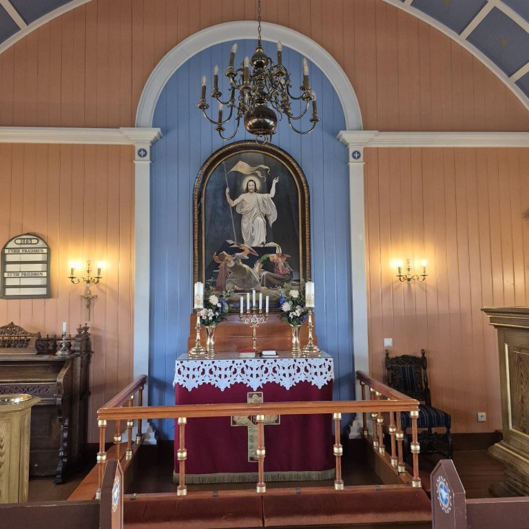 The altar inside Strandarkirkja church
