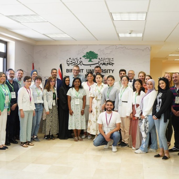 The international participants and organisers at the International Staff Week at Birzeit University.