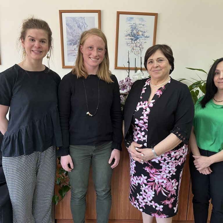 GRÓ GEST visited the Women's Centre for Legal Aid and Counselling (WCLAC). From left Anna Guðrún, Védís GRÓ GEST project managers; Randa Siniora, General Director of WCLAC; Amal Abusrour, Director of Programmes