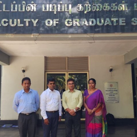 Photos from Ragavan's PhD defence. From left to right: Dr. Sisira Haputhantri (GRO-FTP Fellow 2007), Dr. Ragavan Nadarajah (GRO-FTP Fellow 2018), Prof. Dileepa de Croos (GRO-FTP Fellow 2007, PhD Scholarship Recipient) and Prof. Chamari Dissanayake (GRO-FTP Fellow 2005 and PhD Scholarship Recipient).
