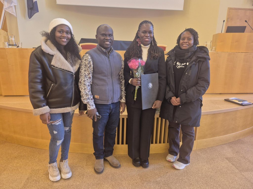 Veronica is congratulated by friends in Iceland