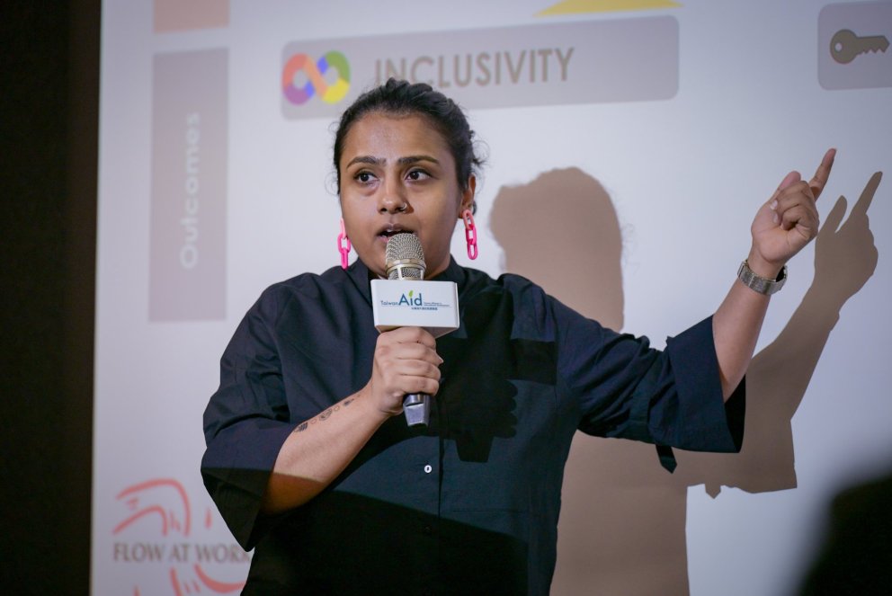Radhika Modi speaking during a Flow at Work session, presenting on inclusivity and menstrual equity &hellip;
