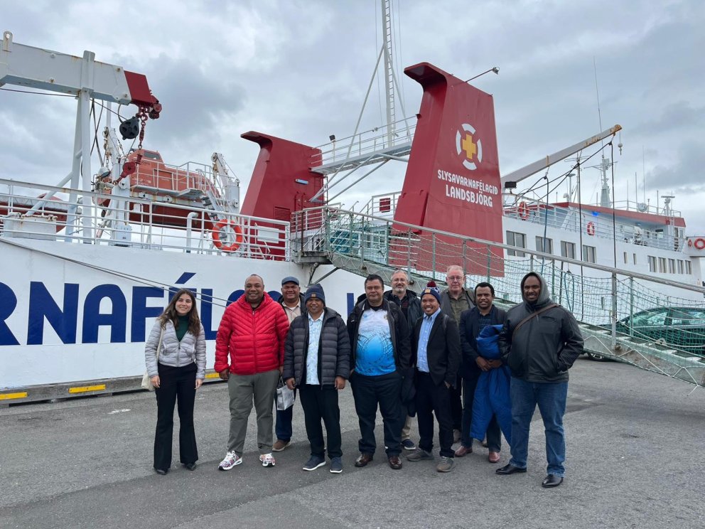 The group on a visit to Haustak to observe the company´s innovative use of geothermal energy in fish…