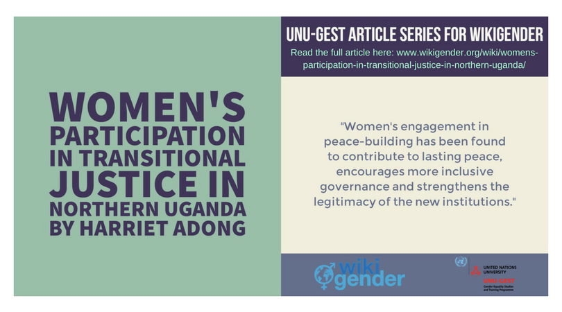 Women's roles in Transitional Justice in Northern Uganda analyzed in the Wikigender University onlin…