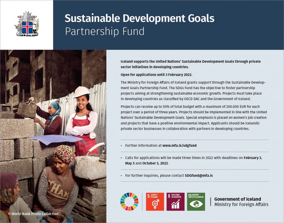 Funding opportunity for private sector initiatives through the Icelandic SDGs Partnership Fund