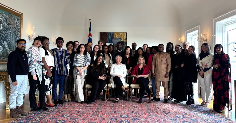 The 2025 cohort of fellows and GRÓ GEST staff with the President of Iceland, Ms. Halla Tómasdóttir