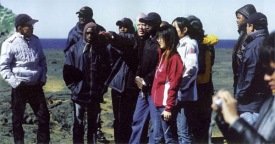 Dr. Ingvar Birgir Fridleifsson (middle) explaining geothermal geology to his students on a fieldtrip…