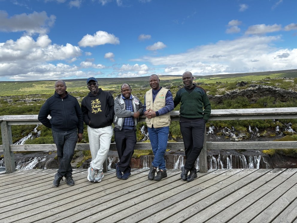 The delegation, from left: Dr Lawrence Orikiriza, Dr Jerome S. Lugumira, Dr Enock Ssekuubwa, a forme…