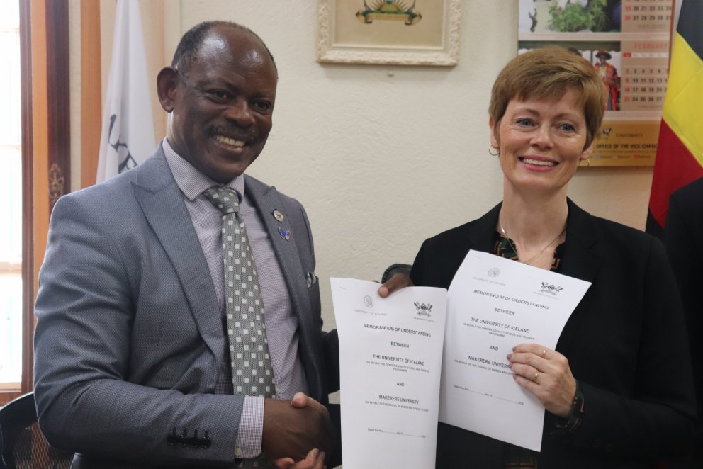 Vice Chancellor Dr. Barnabas Nawangwe of Makerere University and Ambassador Unnur O. Rammette of the…