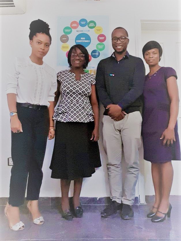 Kevin with his new colleagues at the Women's Consortium of Nigeria (WOCON)
