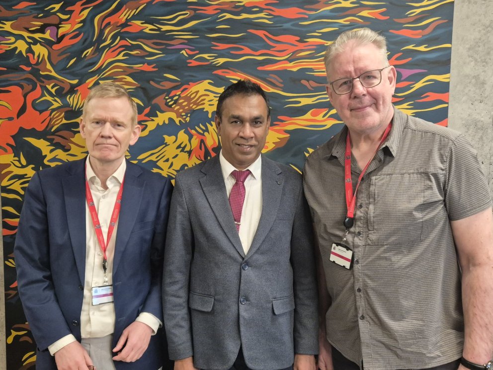 Dr. B.K. Kolitha Kamal Jinadasa (centre) visiting GRÓ FTP in Feb 2026 with director Þór Heiðar Ásgei&hellip;