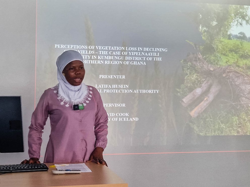Latifa Husein from Ghana presents her individual project: Perceptions of vegetation loss in declinin…