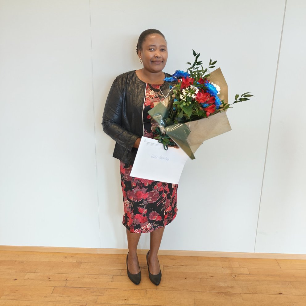 Binna Kipandula at Keldnaholt campus this  morning
Photo: Leonard Gondwe