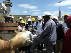 Participants on a field trip to Olkaria