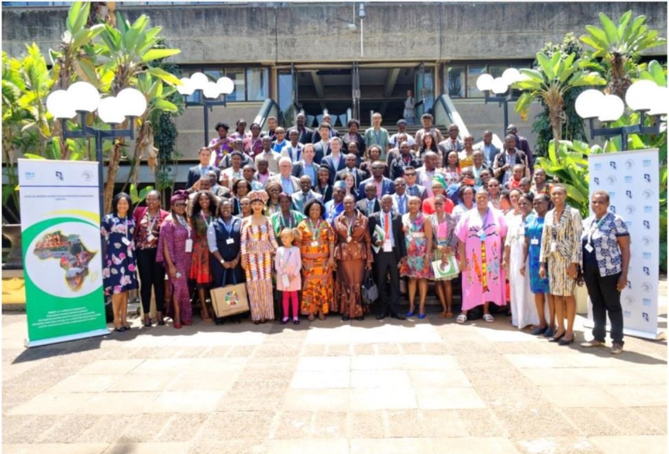 Group photo of AWEEF launch participants at the UN Nairobi Headquarters