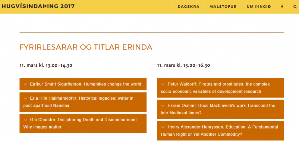 Seminar Programme UNU-GEST representation on Saturday 11th March 2017.