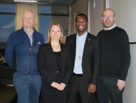 Tufwane with his supervisor Einar Jon Asbjornsson, external examiner María Guðjónsdóttir and Lúðvík …
