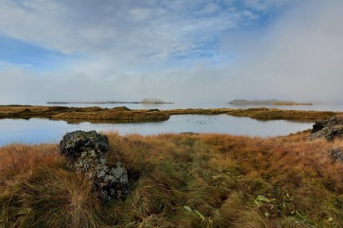 Beautiful autumn weather at Lake Mývatn