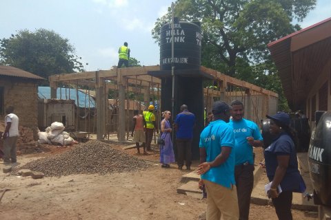 Construction of the kiln shelter in Tombo, Sierra Leone