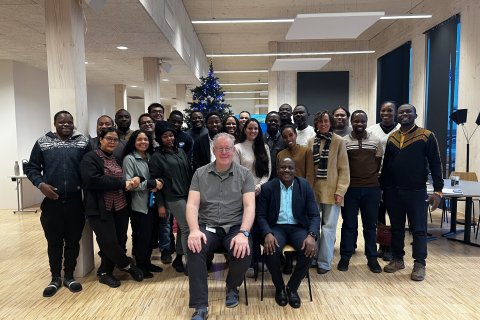 GRÓ FTP fellows 2025-26 gathered with Dr. Kasozi and GRÓ FTP Director Þór Heiðar Ásgeirsson