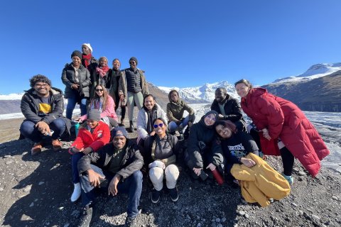 GRÓ GEST fellows at a field trip by Vatnajökull Glacier. The trip was a part of the module on gender, environment and climate change.