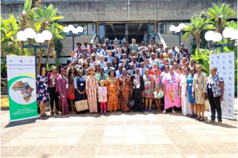 Group photo of AWEEF launch participants at the UN Nairobi Headquarters