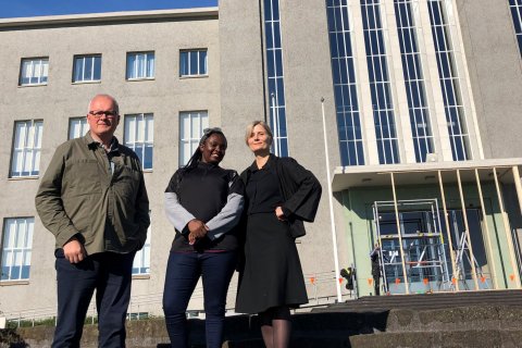 From left: Jón Geir Pétursson, Stella Tereka, Irma Erlingsdóttir